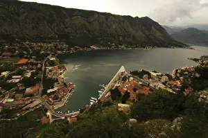 Dalmatia Prints: Montenegro, Kotor, small old city built on the seashore in the fjords, composed of