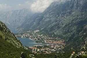 Images Dated 16th May 2007: MONTENEGRO, Kotor. Southern Europes Deepest Fjord, Aerial View
