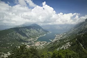 Images Dated 16th May 2007: MONTENEGRO, Kotor. Southern Europes Deepest Fjord, Aerial View