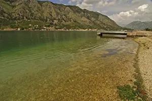 Dalmatia Prints: Montenegro, Kotor, transparent green water of the Adriatic sea at the foot of a fjord s