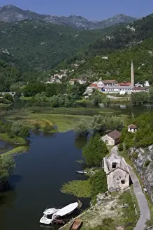 Rijeka Prints: Montenegro, Rijeka Crnojevica. Village View along Crnojevica River near Lake Skadar