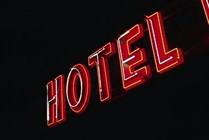 Images Dated 15th February 2008: Montevideo, Uruguay, Neon hotel sign