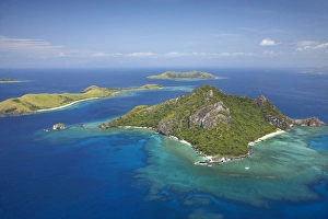 Barrier Prints: Monu Island, Mamanuca Islands, Fiji, South Pacific - aerial