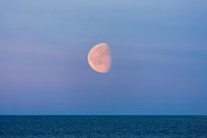 Russia Prints: Moon over the Bering Sea, Russia Far East