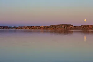 Full moonrise over Fort Peck Reservoir in the Charles M Russell National Wildlife