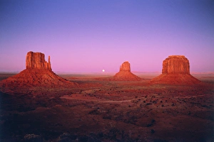 Moonrise Prints: Moonrise between Mitten Buttes in Monument Valley, Navajo Nation, Arizona