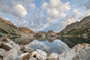 Still Prints: Morning clouds mirrored in still waters of Sawtooth Lake