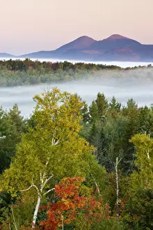 Images Dated 26th September 2009: Morning fog and the Percy Peaks as seen from the fire tower at Milan Hill State Park in Milan