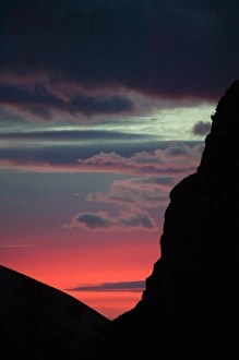 Morning glow over silhouette of mountain, Fitz Roy, National Park Los Glaciares, El Chalten