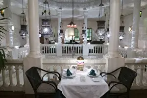 Images Dated 29th March 2006: MOROCCO, Atlantic Coast, CASABLANCA: Interior of Ricks Cafe Restaurant patterned