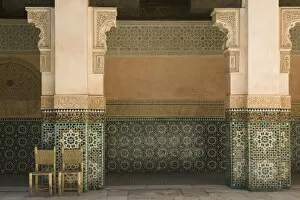 Images Dated 19th March 2006: MOROCCO, MARRAKECH: Ali Ben Youssef Madersa Theological College (b.1565) Courtyard Detail