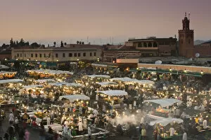 Images Dated 18th March 2006: MOROCCO-MARRAKECH: Djemma el-Fna Square Food Stands / Dusk