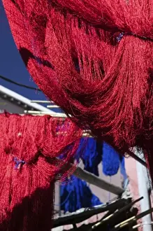 Images Dated 19th March 2006: MOROCCO, MARRAKECH: The Souqs of Marrakech (Markets) Dyed Yarn at the Dyers Souk
