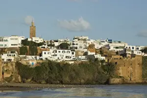 Oued Bou Regreg Prints: MOROCCO, Rabat: Oued Bou Regreg River view of Kasbah des Oudaias / Morning
