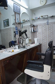 Morocco, Tetouan. The medina (old town) of TEtouan, UNESCO. Typical barbershop