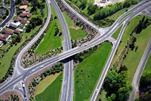Traffic Prints: Motorway intersection, Mosgiel, near Dunedin - aerial