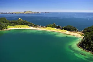 Northland Prints: Motuarohia (Roberton) Island, Bay of Islands, Northland - aerial