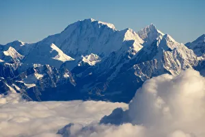 Mount Everest Prints: Mount Everest (8848m) in the Himalayas above the clouds, Nepal