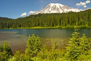 Mount Rainier and Reflection Lake; Mount Rainier National Park; Washington; USA