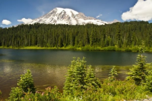 Mount Rainier and Reflection Lake; Mount Rainier National Park; Washington; USA