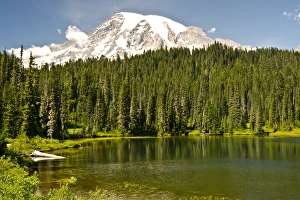 Mount Rainier and Reflection Lake; Mount Rainier National Park; Washington; USA