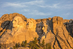 Mount Rushmore at first light near Keystone, South Dakota, USA