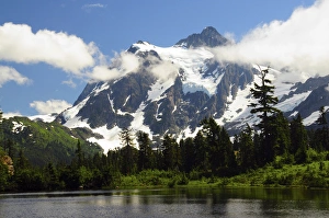 Snowy Prints: Mount Shuksan from Picture Lake, Mount Baker-Snoqualmie National Forest, Washington, USA