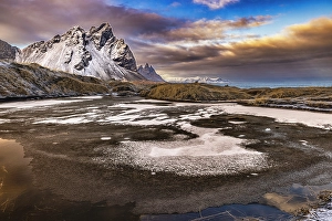 Frozen Prints: Mount Vestrahorn after snow, Iceland