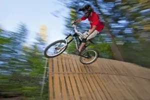 Helmet Prints: Mountain biker on Wall Ride on the Spooky Trail on Spencer Mountain near Whitefish