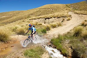 Brook Prints: Mountain Bikers, Carrick Track, Carrick Range, Central Otago, South Island, New Zealand