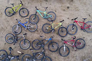 Prints of Mountain bikes, Central Otago, South Island, New Zealand Images Dated 2017 December: Mountain bikes, Central Otago, South Island, New Zealand