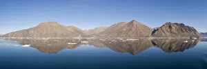 Mountain reflection panorama Godthab Golf North East Greenland National Park Greenland