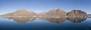 Peace Prints: Mountain reflection panorama Godthab Golf North East Greenland National Park Greenland