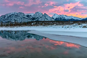 Kootenai Plains Prints: Mountains reflecting in pool from the North Saskatchewan River near Nordegg, Alberta