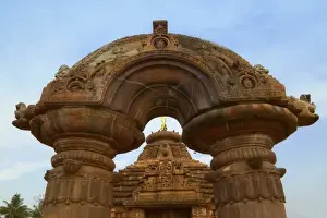 Orissa Prints: Mukteswar Mandir with ornate arched torana (architrave) with carving, Bhubaneswar