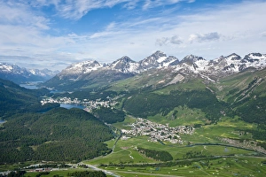 Images Dated 18th June 2010: Muottas Muragl, Switzerland. Views of Celerina and St. Moritz from atop Muottas Muragl