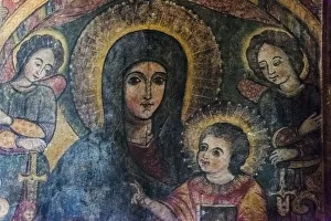 Amhara Prints: Mural inside Church of Debre Birhan Selassie (Trinity and Mountain Light), Gondar