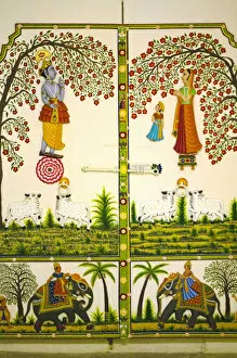 Images Dated 8th November 2006: Mural inside City Palace, Udaipur, Rajasthan, India