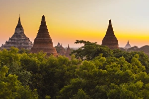 Architecuture Prints: Myanmar. Bagan. Dawn over the plains of Bagan