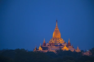Myanmar, Bagan. Twilight on Ananda Temple