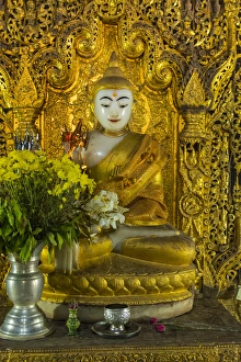 Myanmar. Mandalay. Inwa. Small marble Buddha