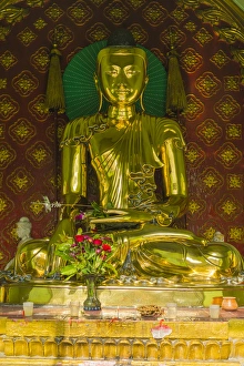 Yangon Prints: Myanmar. Yangon. Sule Pagoda. Golden Buddha