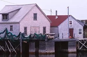 Fish Shed Prints: N. A. Canada, Nova Scotia. Fish sheds near Peggys Cove