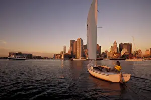 Boating Prints: N. A. USA, Massachusettes, Boston Sailing in Boston Harbor