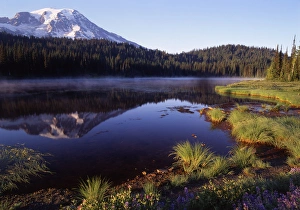 Reflecting Prints: N. A. USA, Washington, Mt. Rainier Nat l Park Mt. Rainier and Reflection Lake