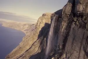 NA, Canada, Canadian Arctic, Baffin Island Aerial view of Itirbilung Fjord