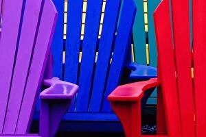 Cafe Tables and Chairs Gallery: N.A. Canada, Nova Scotia, Bridgewater. Colorful adirondack chairs