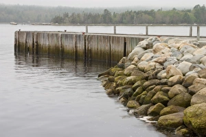 Shelburne Prints: NA, Canada, Nova Scotia, Shelburne. Pier along waterfront
