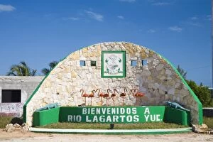 N.A. Mexico, Yucatan, Rio Lagartos. The entrance into the town