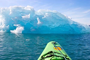 Images Dated 10th September 2004: N.A. USA, Alaska. Kayaking near a large iceberg in and around the Columbia Glacier